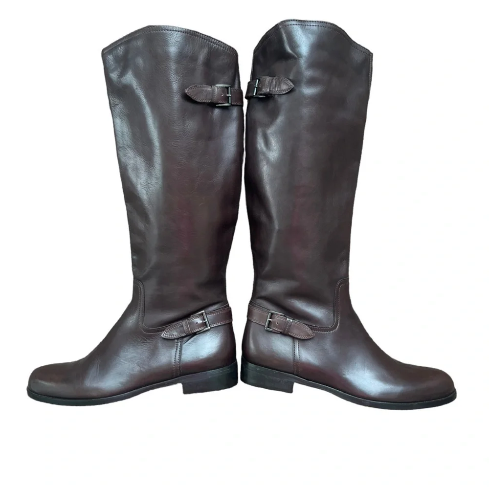 NWOB Garnet Hill Italian brown leather boots size 10.#27499
